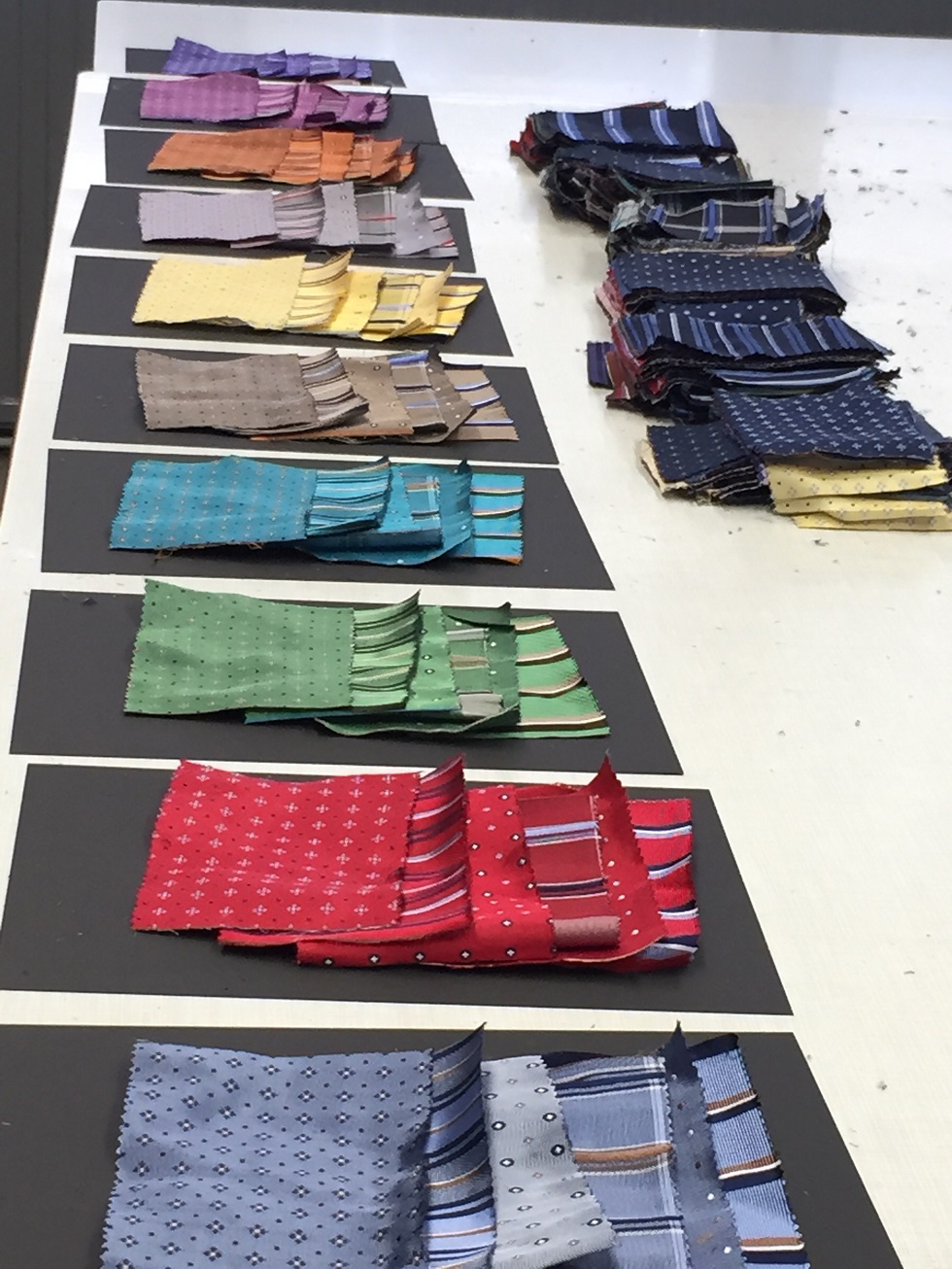 fabric prepared for collection card boards 2